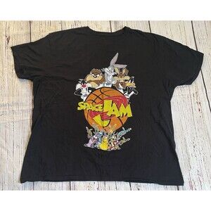 Space Jam Shirt Mens 2XL Black Tune Squad Basketball Graphic Aliens Taz Daffy
